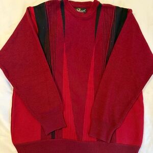 Massoti Men's Bold Red and Black Crewneck Sweater, made in Italy